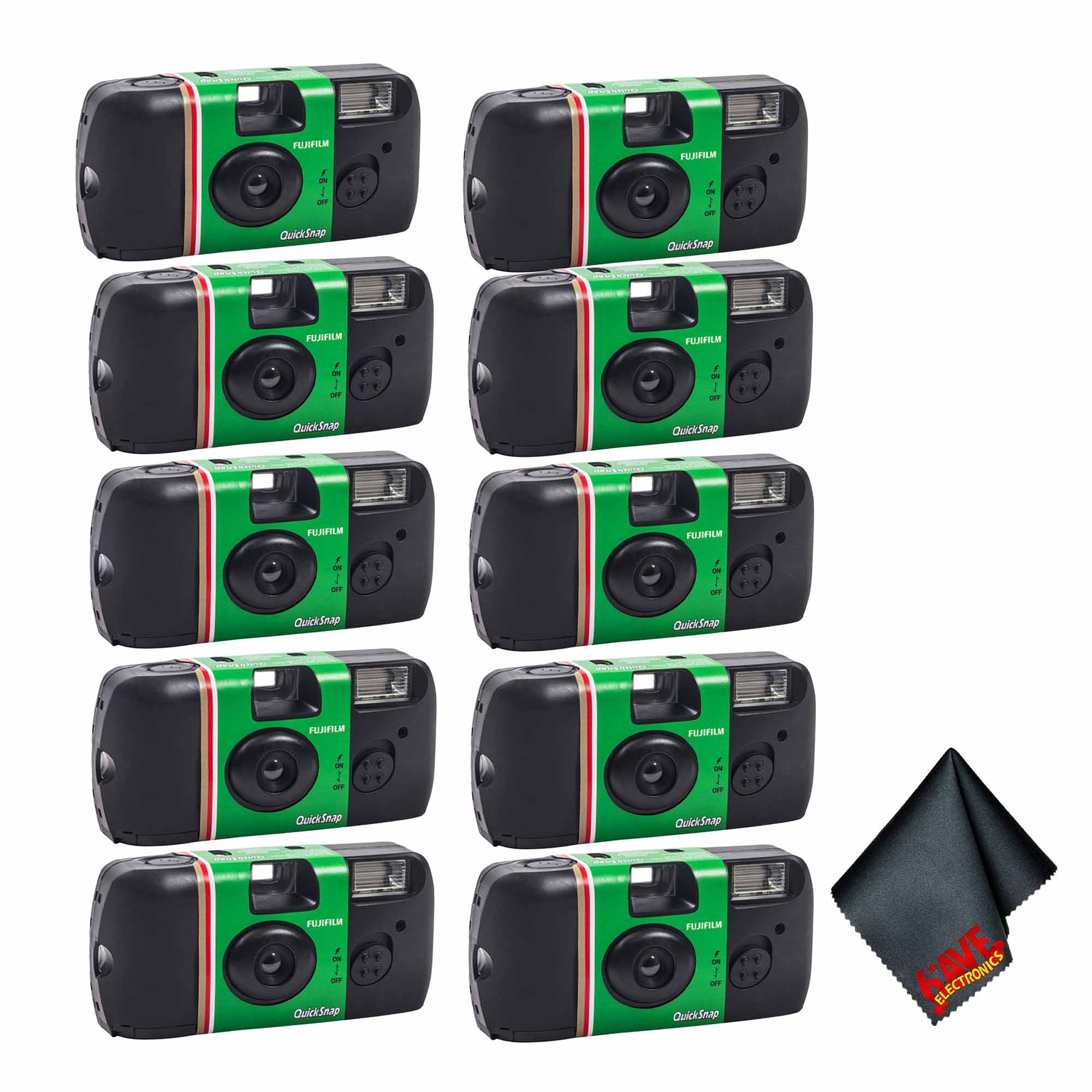 Fujifilm - 10xFUJIFILM QuickSnap Flash 400 Disposable Camera (27 Exposures), Bundle
