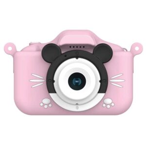 Cluzine - Kids Digital Camera, 2000W Pixels, Dual Lens, 2" Screen, USB Rechargeable, Cute Cat Pink