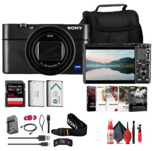 Sony - RX100 VII Compact Digital Camera Bundle + 64GB Card + Battery + Software + Case + HDMI Cable + More - Black