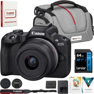 Canon - EOS R50 Mirrorless Camera w/ RF-S 18-45mm F4.5-6.3 Lens + 64GB Memory Bundle
