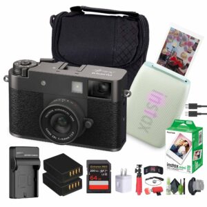 Fujifilm - X Digital Camera , MINI LINK 3 Printer(Sage Green) - Charcoal Silver