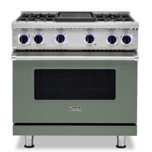 Viking - 36 in. Wide 4 Burner VGR Freestanding 7 Series Gas Range - Eucalyptus