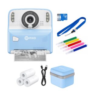 Contixo - KC2 Kids Camera Instant Print - 1080P Kids Instant, 2.4 Inch Screen Digital Camera 12MP with Print Paper - Blue
