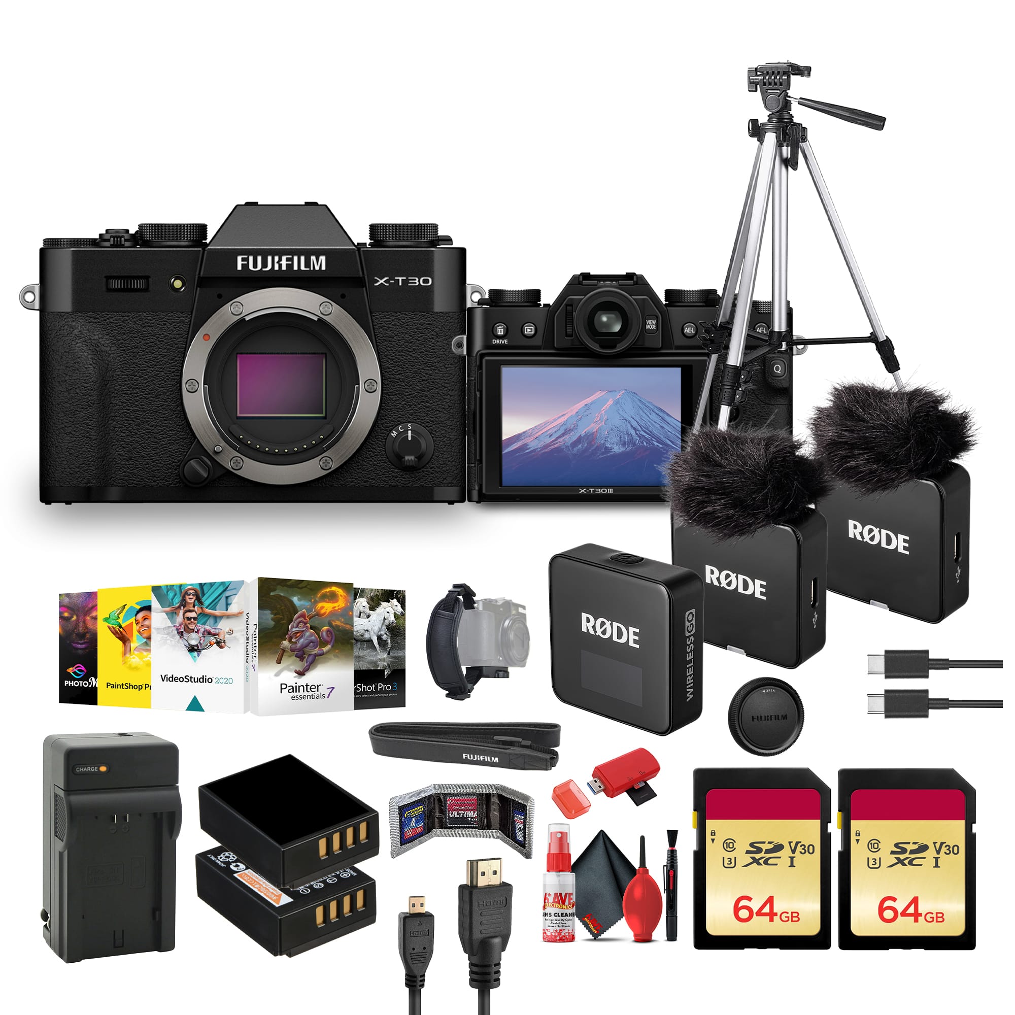 Fujifilm - X-T30 III Mirrorless Camera (Black)+ RODE Wireless GO Microphone + More
