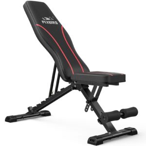 FED Fitness - 660 LBS Adjustable Bench for home gym,8 backrest, 4 seat, and 3 leg positions - ‎Black-red