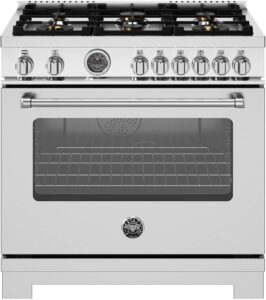 Bertazzoni - 36" Master Series range - Dual Fuel self clean oven - 6 brass burners - Stainless Steel