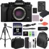 Fujifilm - X-T5 Mirrorless Camera (Black) Bundle with Extra Battery & Charger Kit, Tripod, Backpack, Camera Case & More