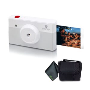 Minolta - Instapix Print Camera with Printer (Gray), Camera Bag, Diginerds Microfiber Cleaning Cloth, Bundle