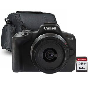 Canon - EOS R50 Camera w/ RF-S 18-45mm IS STM Lens + 64GB SDXC Card + Camera Case - Black