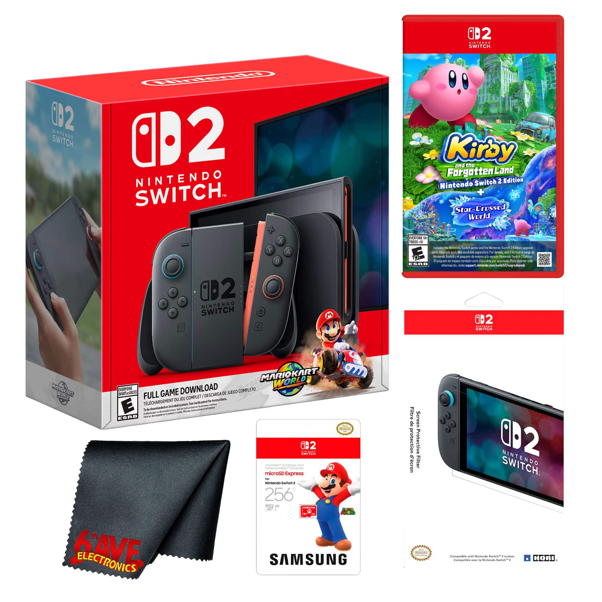 Switch 2, Mario Kart World Bundle, Kirby and the Forgotten Land, Bundle - Nintendo Switch 2